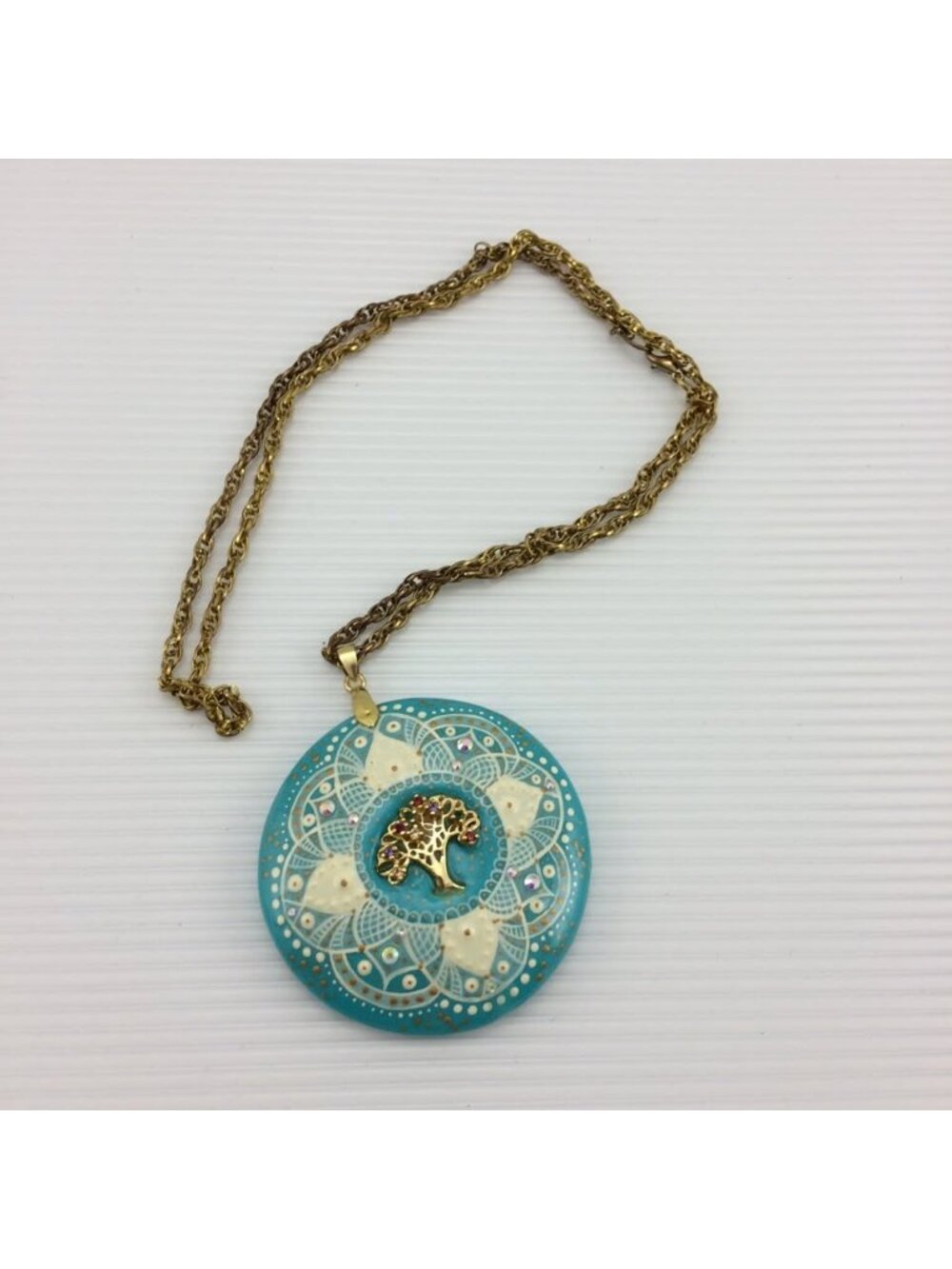 Signed Agostini Boho Tree of Life Pendant Necklace Handmade by Montreal Artisan